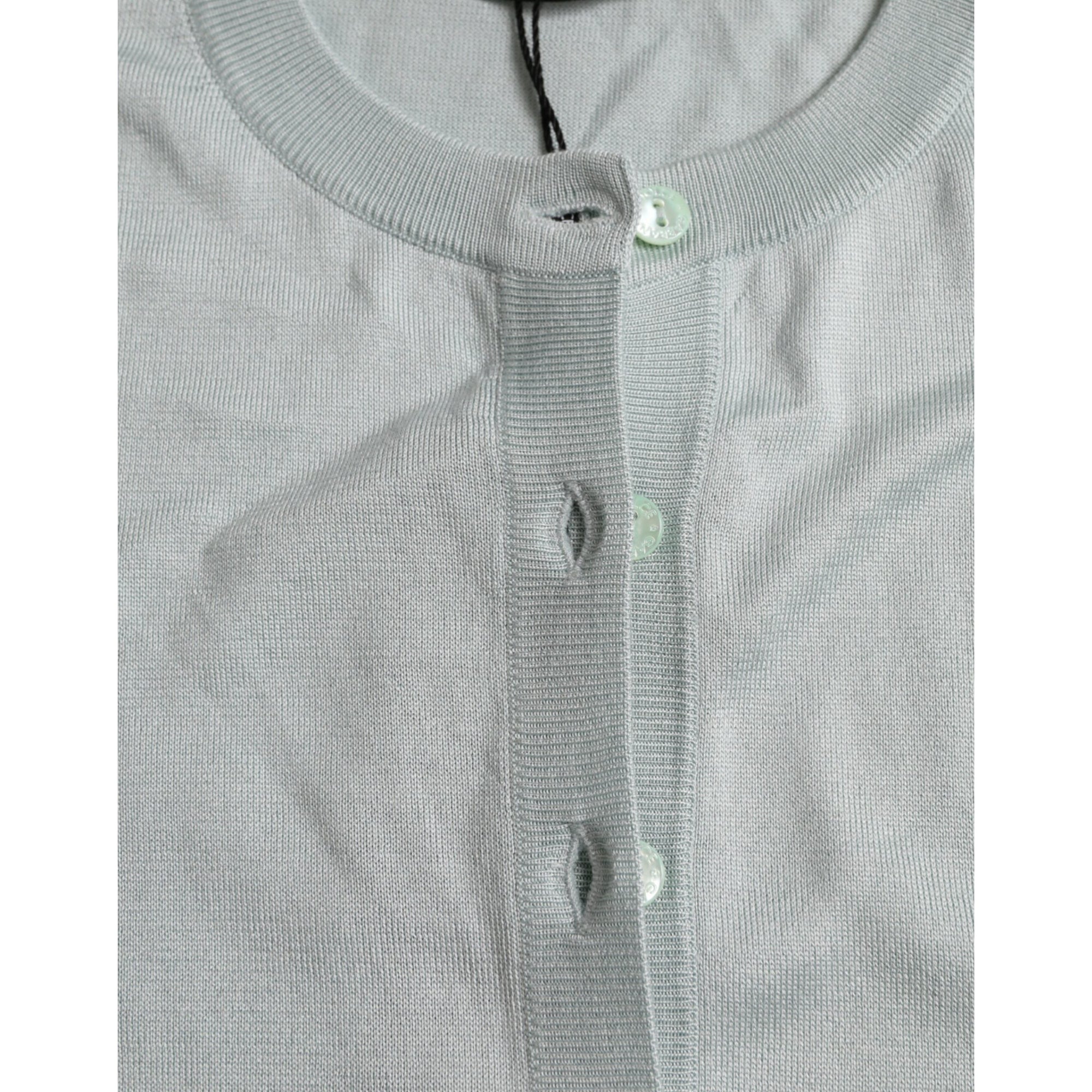 Dolce &amp; Gabbana Elegant Light Blue Silk Cardigan