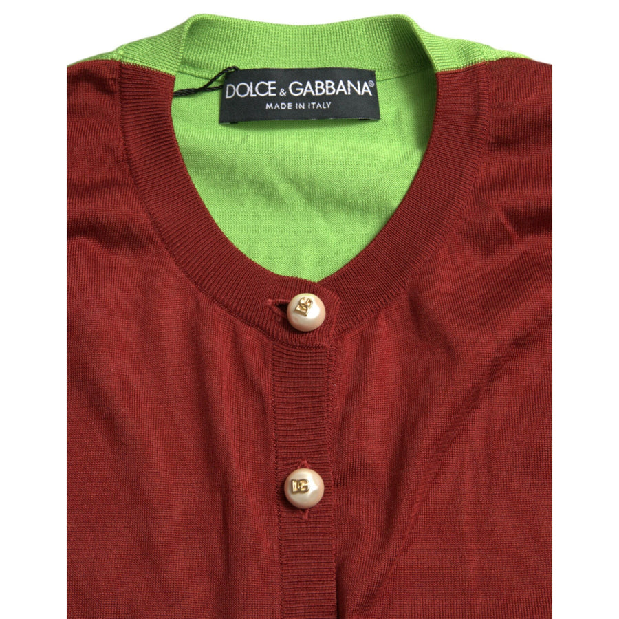 Dolce & Gabbana Elegant Silk Cardigan Sweater in Vibrant Tones