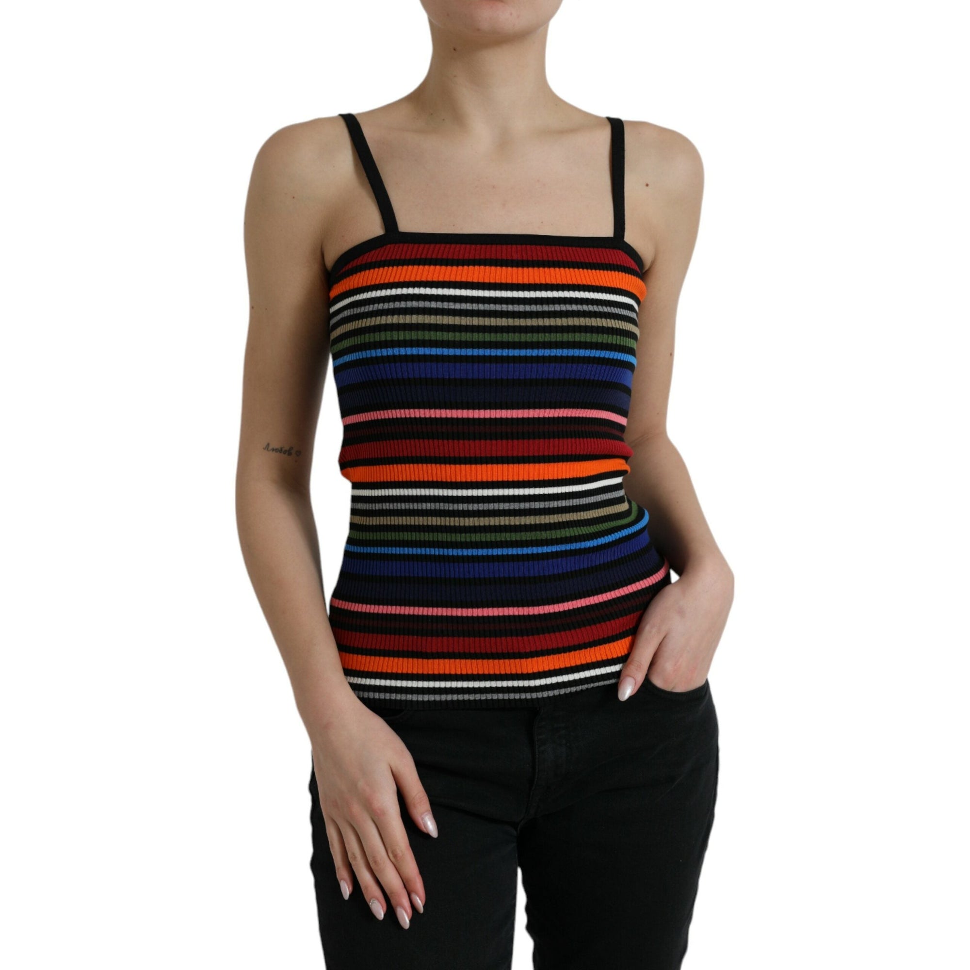 Dolce &amp; Gabbana Chic Striped Spaghetti Strap Tank Top