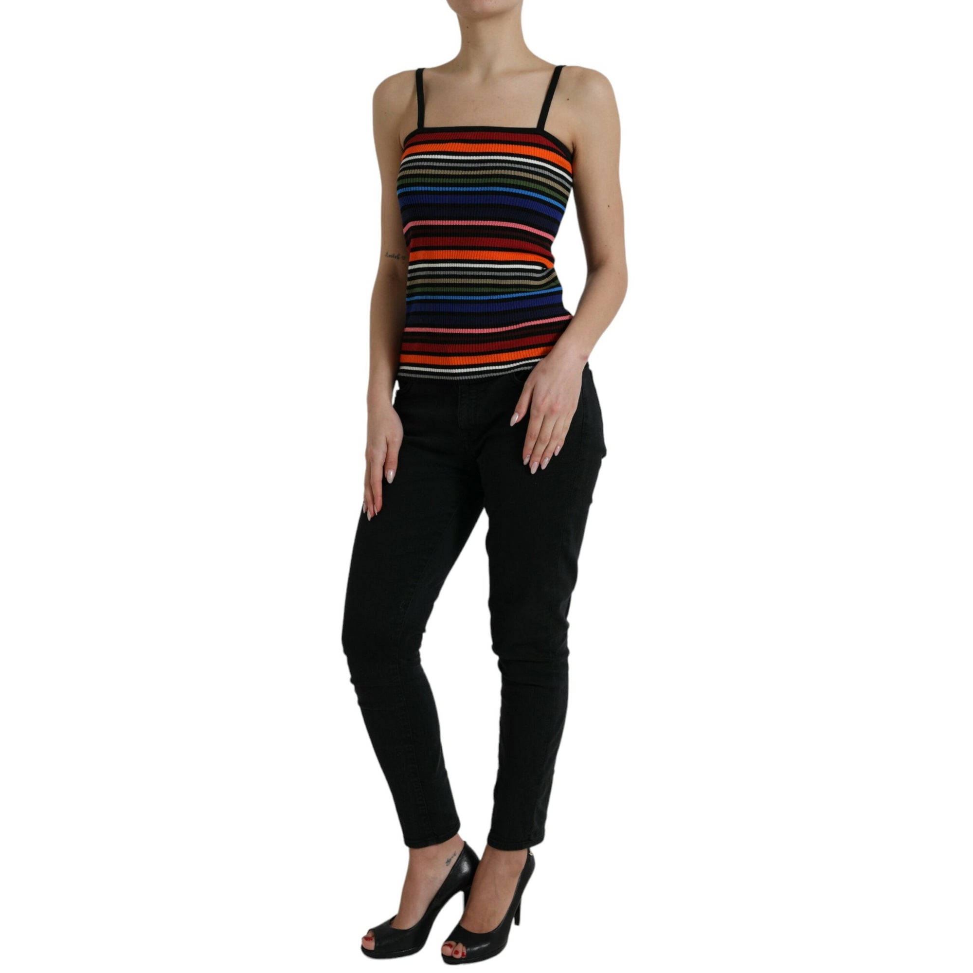 Dolce &amp; Gabbana Chic Striped Spaghetti Strap Tank Top