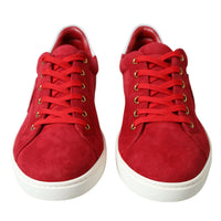 Dolce & Gabbana Elegant Red & White Leather Sneakers