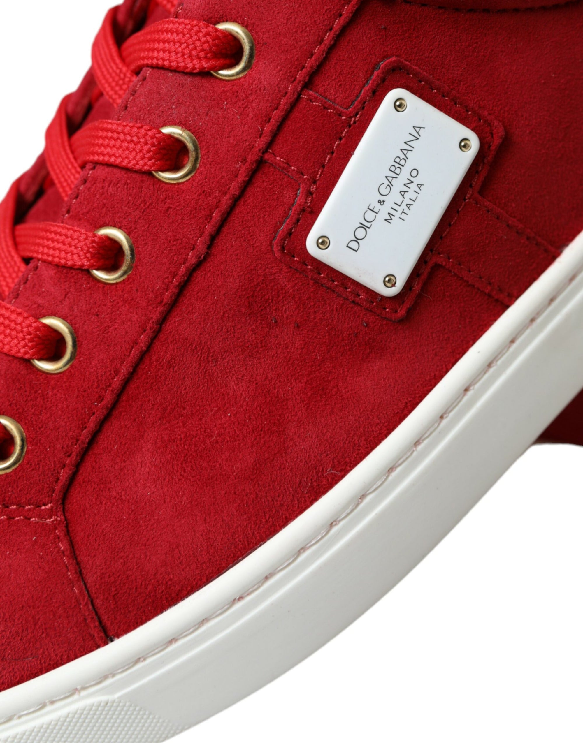Dolce &amp; Gabbana Elegant Red &amp; White Leather Sneakers