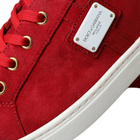 Dolce & Gabbana Elegant Red & White Leather Sneakers