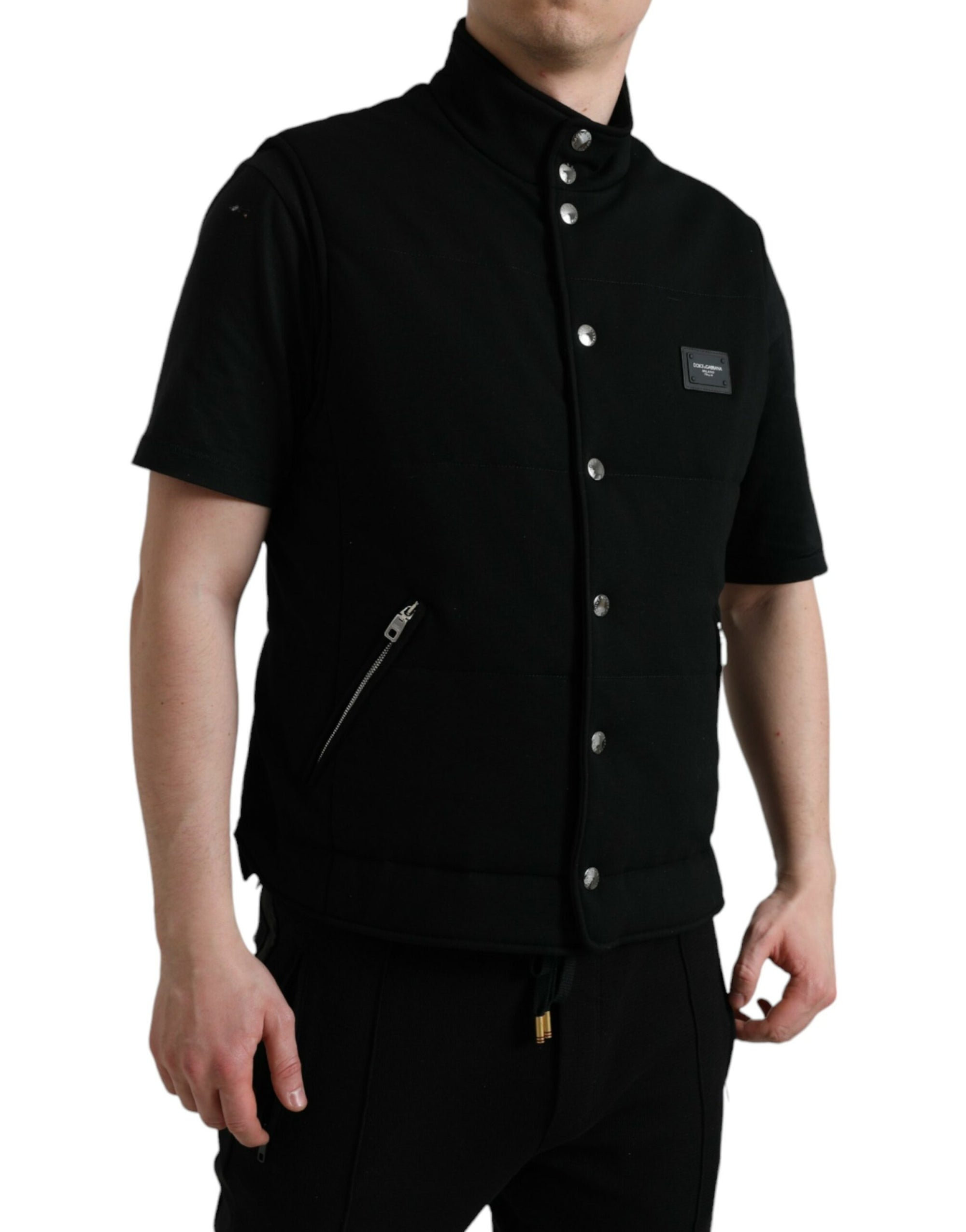 Dolce &amp; Gabbana Elegant Black Sleeveless Vest Jacket