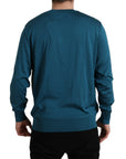 Dolce & Gabbana Silk V-Neck Peacock Feather Sweater