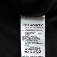 Dolce & Gabbana Elegant Black Cotton Crewneck Tee with Dog Tag Detail