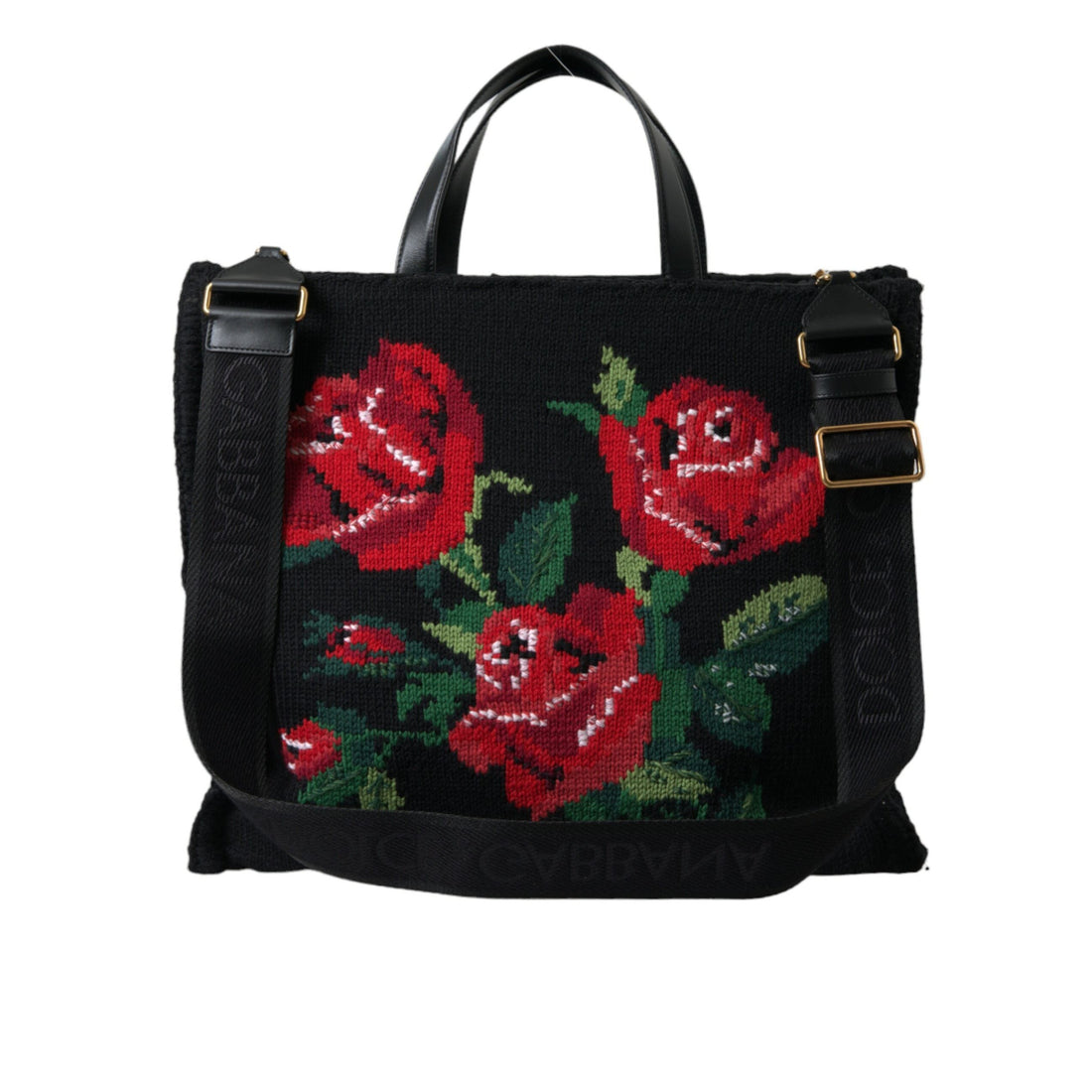 Dolce & Gabbana Chic Embroidered Floral Black Tote