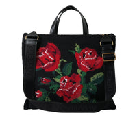 Dolce & Gabbana Chic Embroidered Floral Black Tote