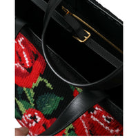 Dolce & Gabbana Chic Embroidered Floral Black Tote