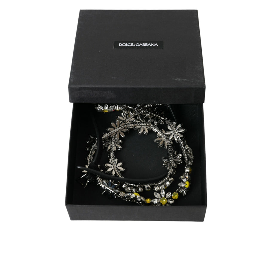 Dolce & Gabbana Elegant Crystal-Embellished Leather Belt