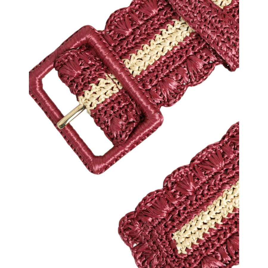 Dolce & Gabbana Maroon Elegance Canvas Waist Belt