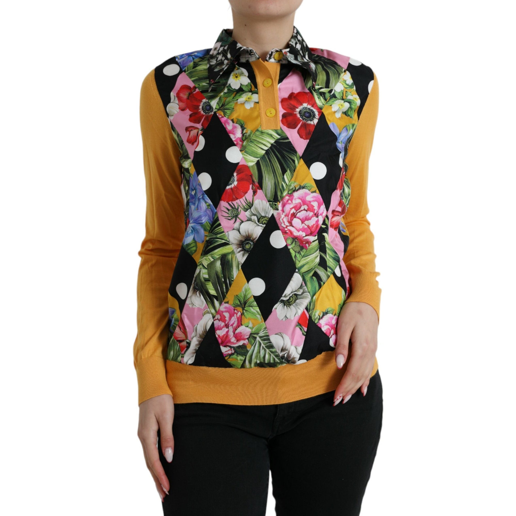 Dolce &amp; Gabbana Multicolor Cashmere-Silk Blend Henley Sweater