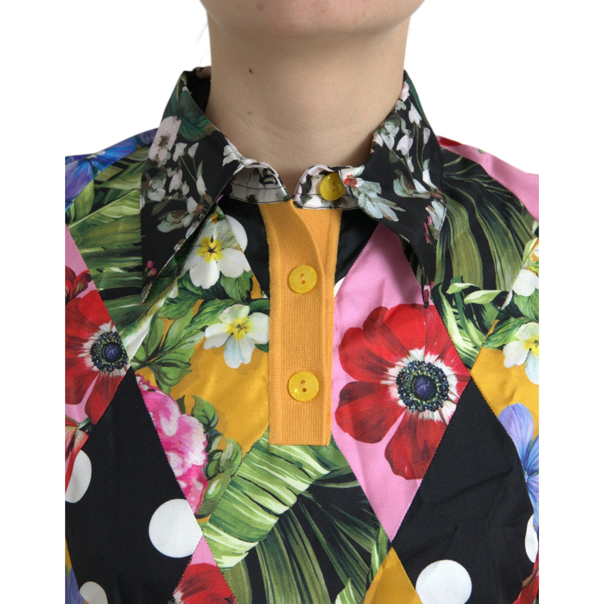 Dolce &amp; Gabbana Multicolor Cashmere-Silk Blend Henley Sweater