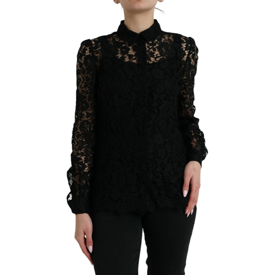 Dolce & Gabbana Elegant Floral Lace Blouse Top