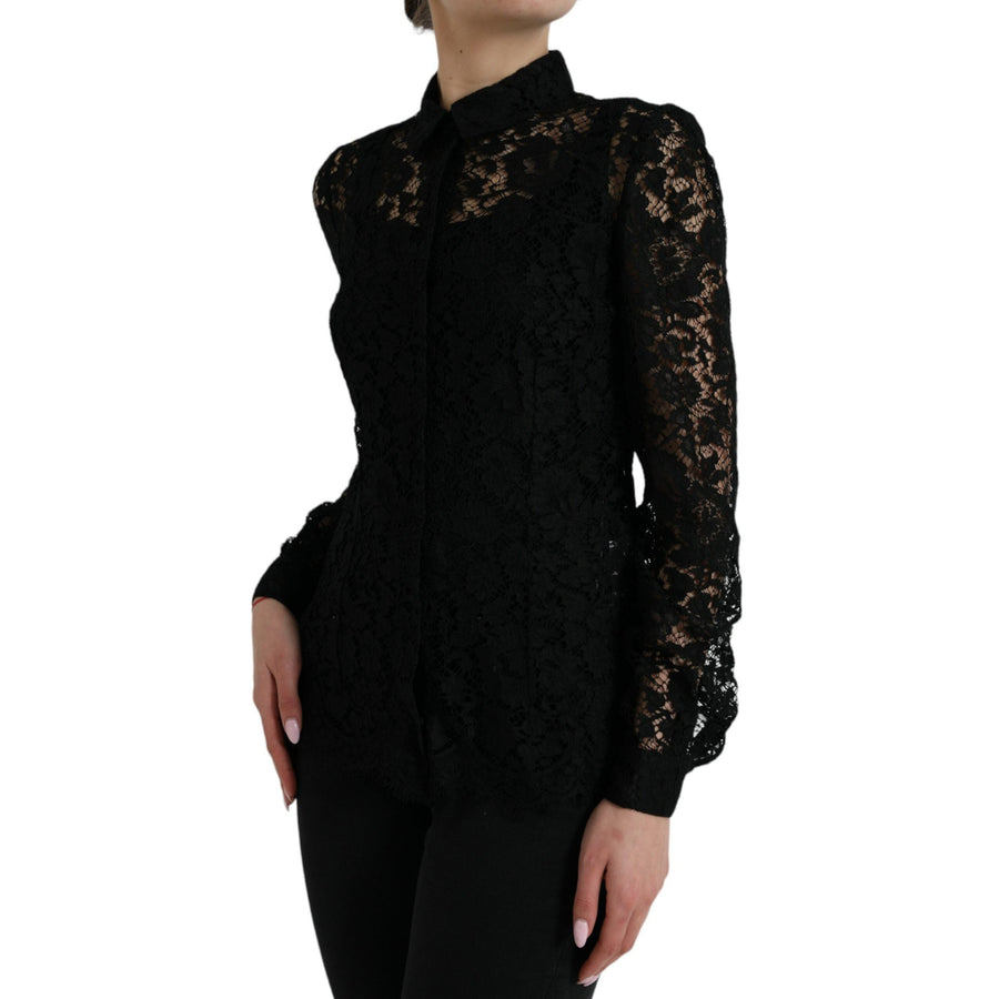 Dolce & Gabbana Elegant Floral Lace Blouse Top