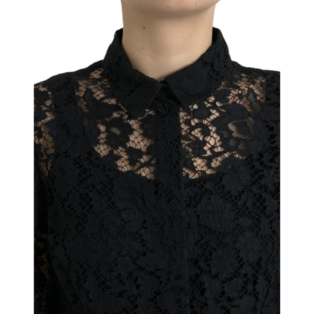 Dolce & Gabbana Elegant Floral Lace Blouse Top