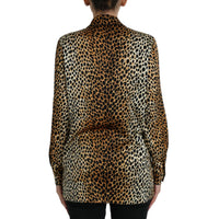 Dolce & Gabbana Elegant Brown Animal Print Silk Blouse