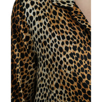 Dolce & Gabbana Elegant Brown Animal Print Silk Blouse