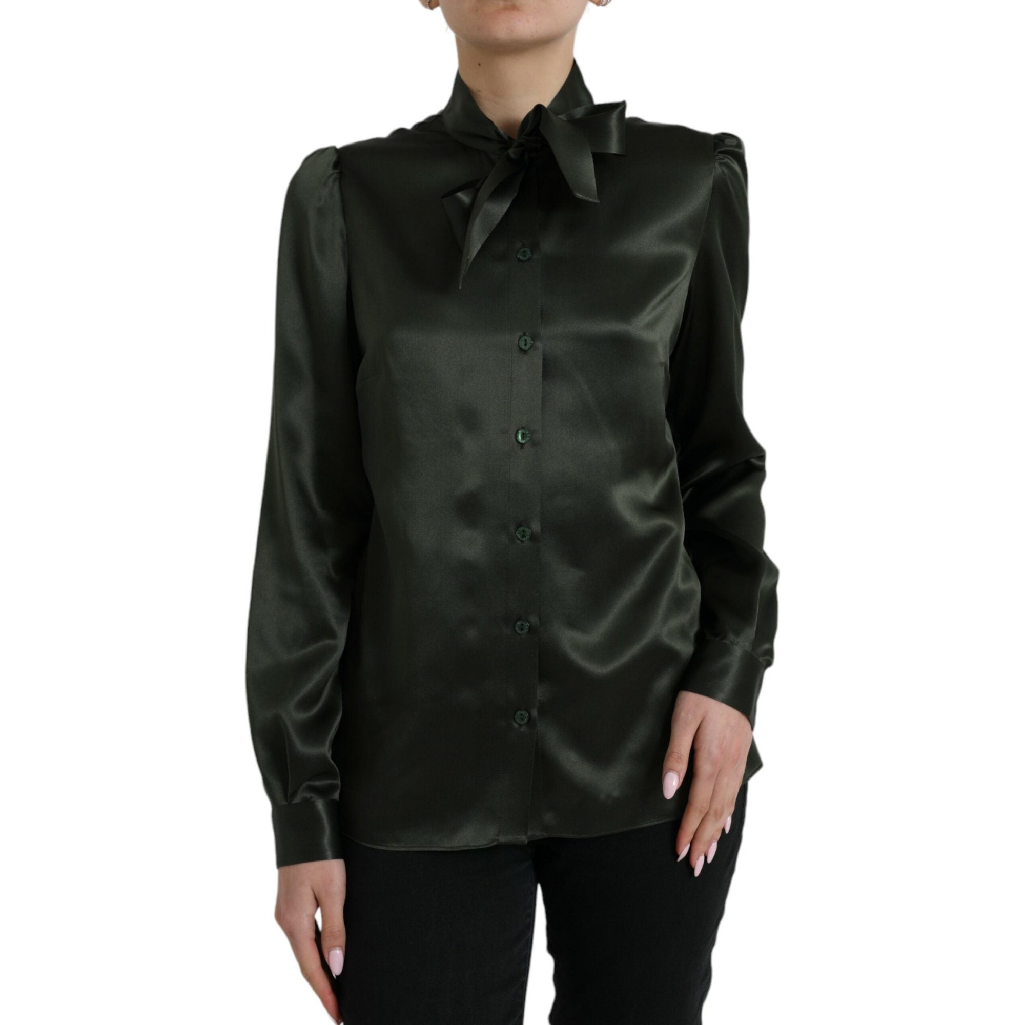 Dolce &amp; Gabbana Elegant Silk Ascot Collar Blouse