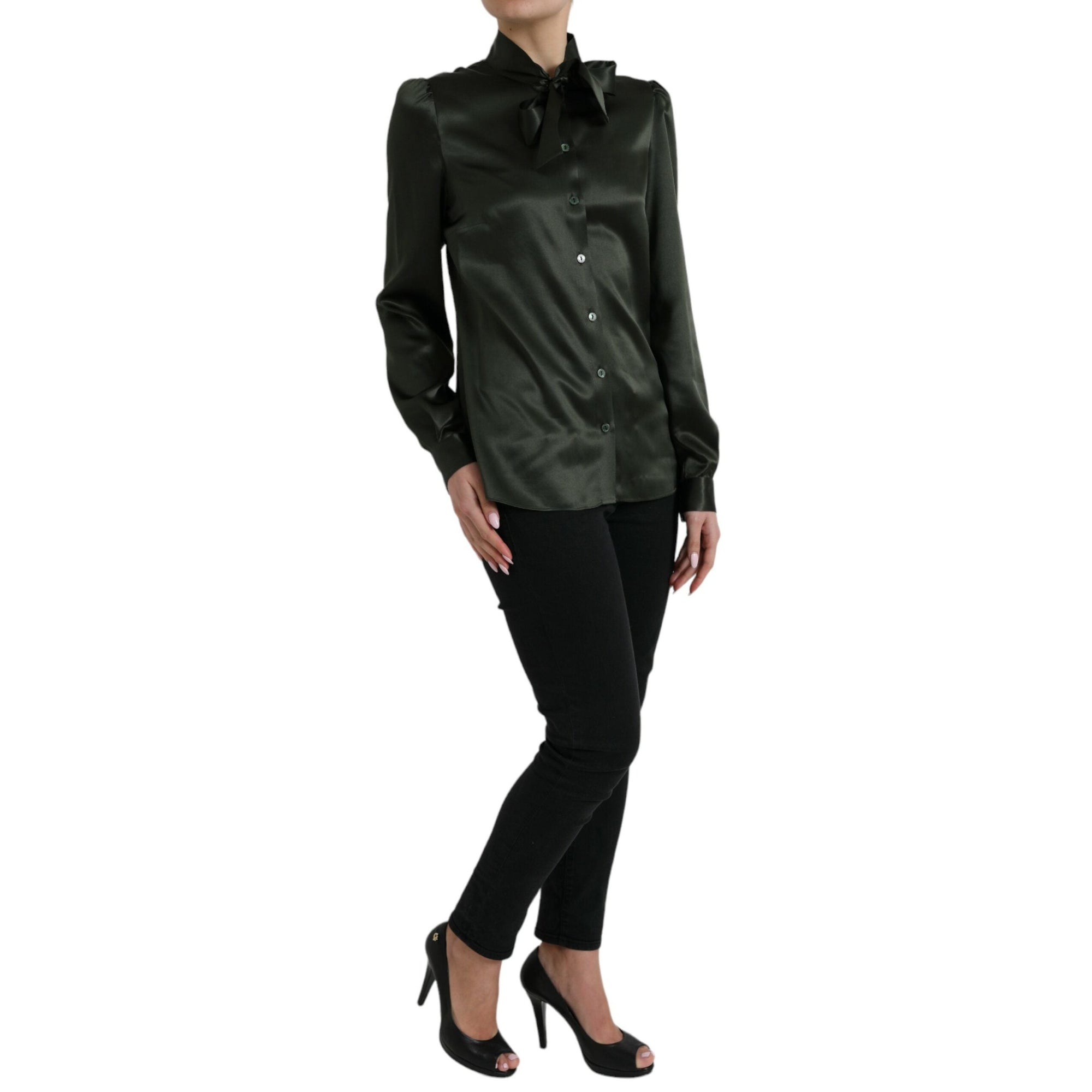 Dolce &amp; Gabbana Elegant Silk Ascot Collar Blouse