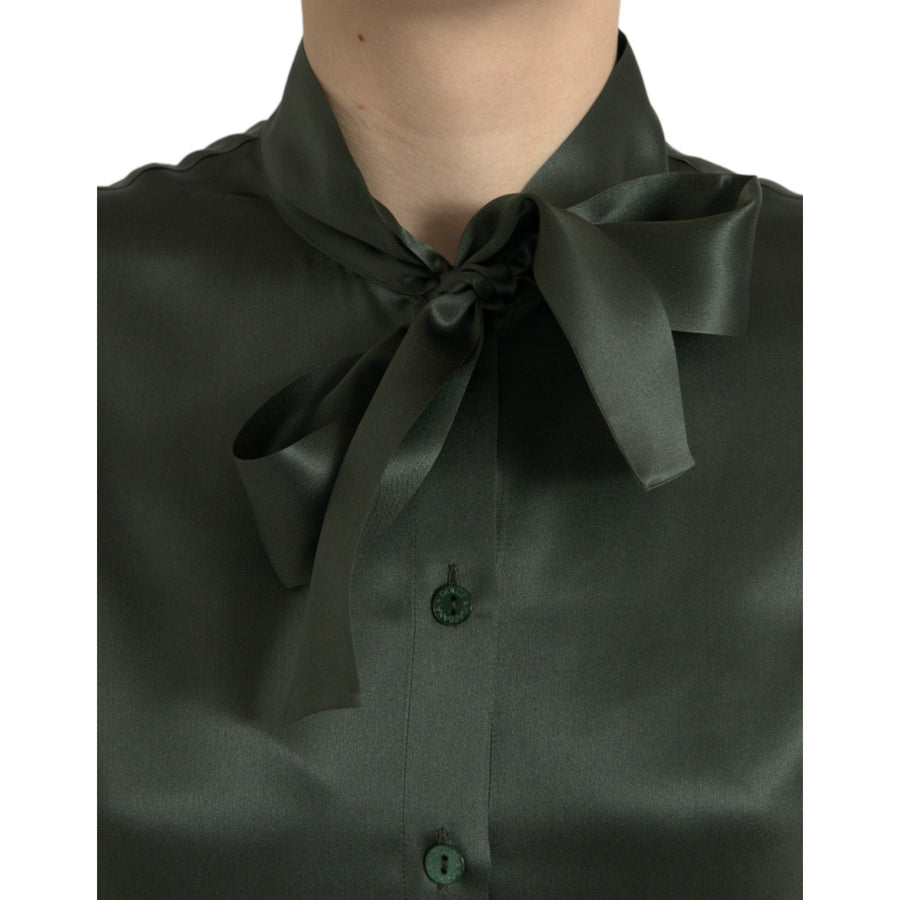 Dolce & Gabbana Elegant Silk Ascot Collar Blouse