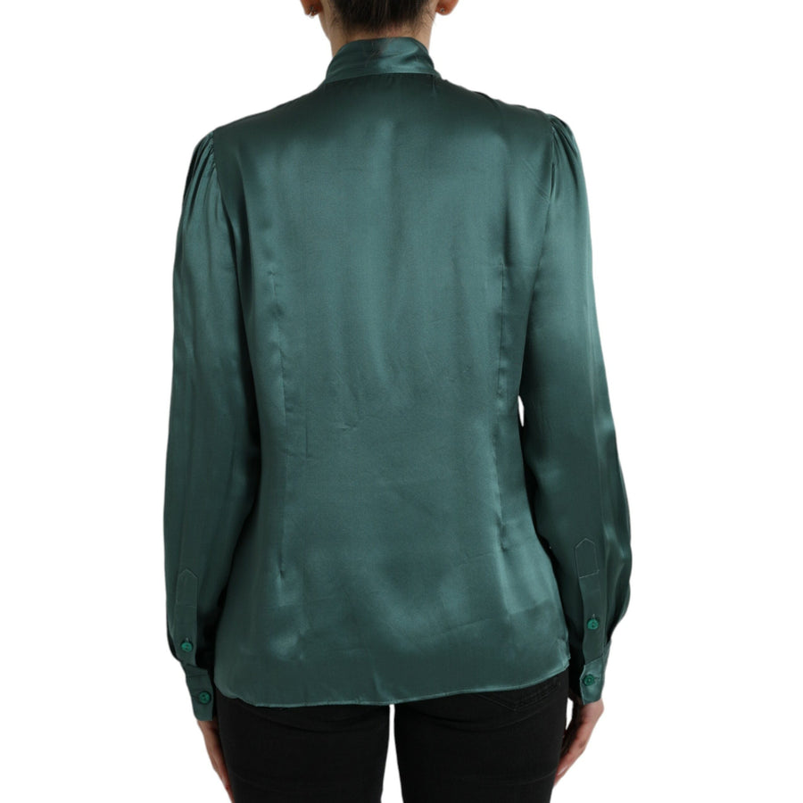 Dolce & Gabbana Elegant Dark Green Silk Blouse Top