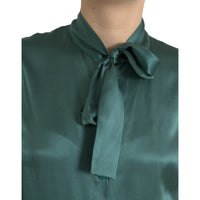 Dolce & Gabbana Elegant Dark Green Silk Blouse Top