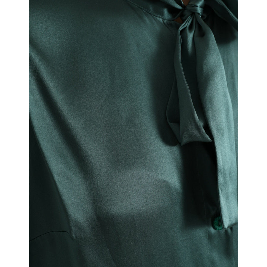 Dolce & Gabbana Elegant Dark Green Silk Blouse Top