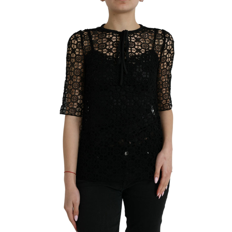 Dolce & Gabbana Elegant Floral Lace Blouse Top