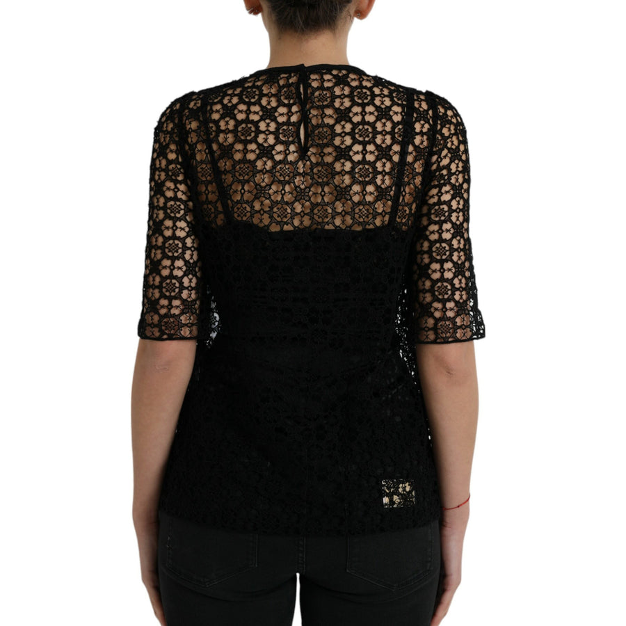 Dolce & Gabbana Elegant Floral Lace Blouse Top