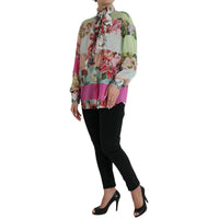 Dolce & Gabbana Elegant Multicolor Silk Blend Long Sleeve Top