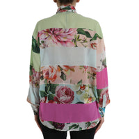 Dolce & Gabbana Elegant Multicolor Silk Blend Long Sleeve Top