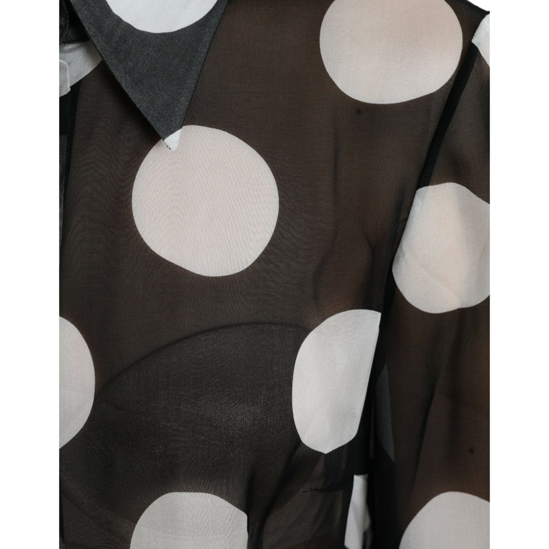 Dolce & Gabbana Silk Collared Button-Up Blouse in Black & White