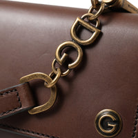 Dolce & Gabbana Elegant Leather Shoulder Bag in Rich Brown