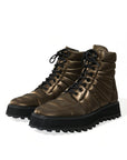 Dolce & Gabbana Bronze Plateau Padded Boots with DG Logo Plate