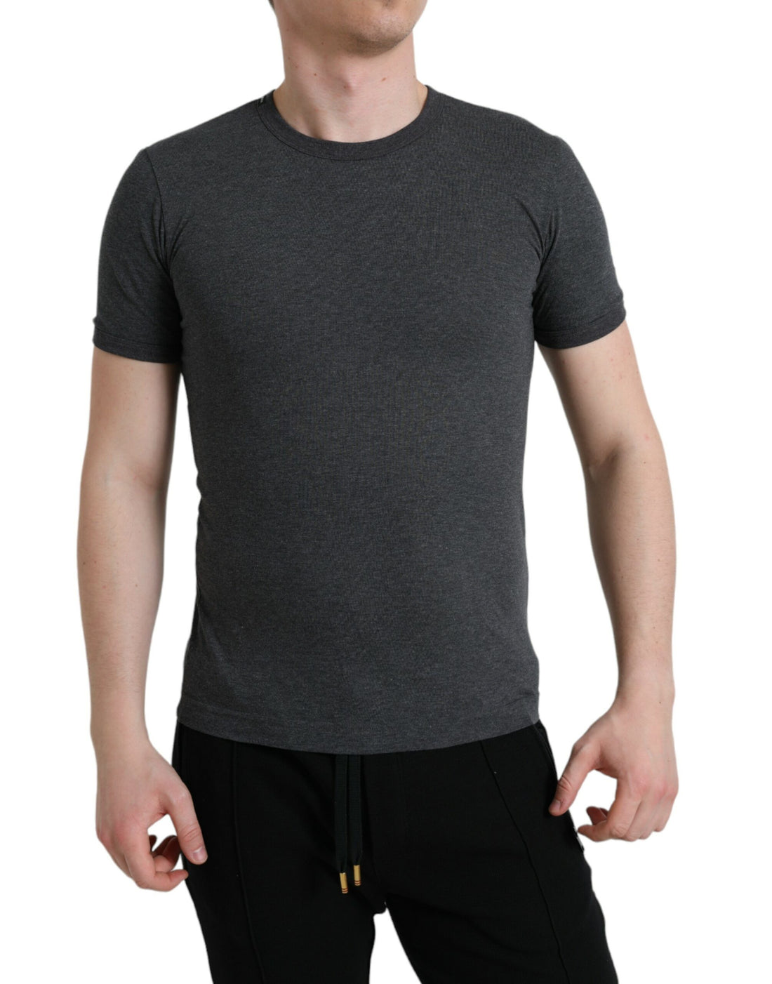 Dolce & Gabbana Elegant Dark Gray Crew Neck Tee