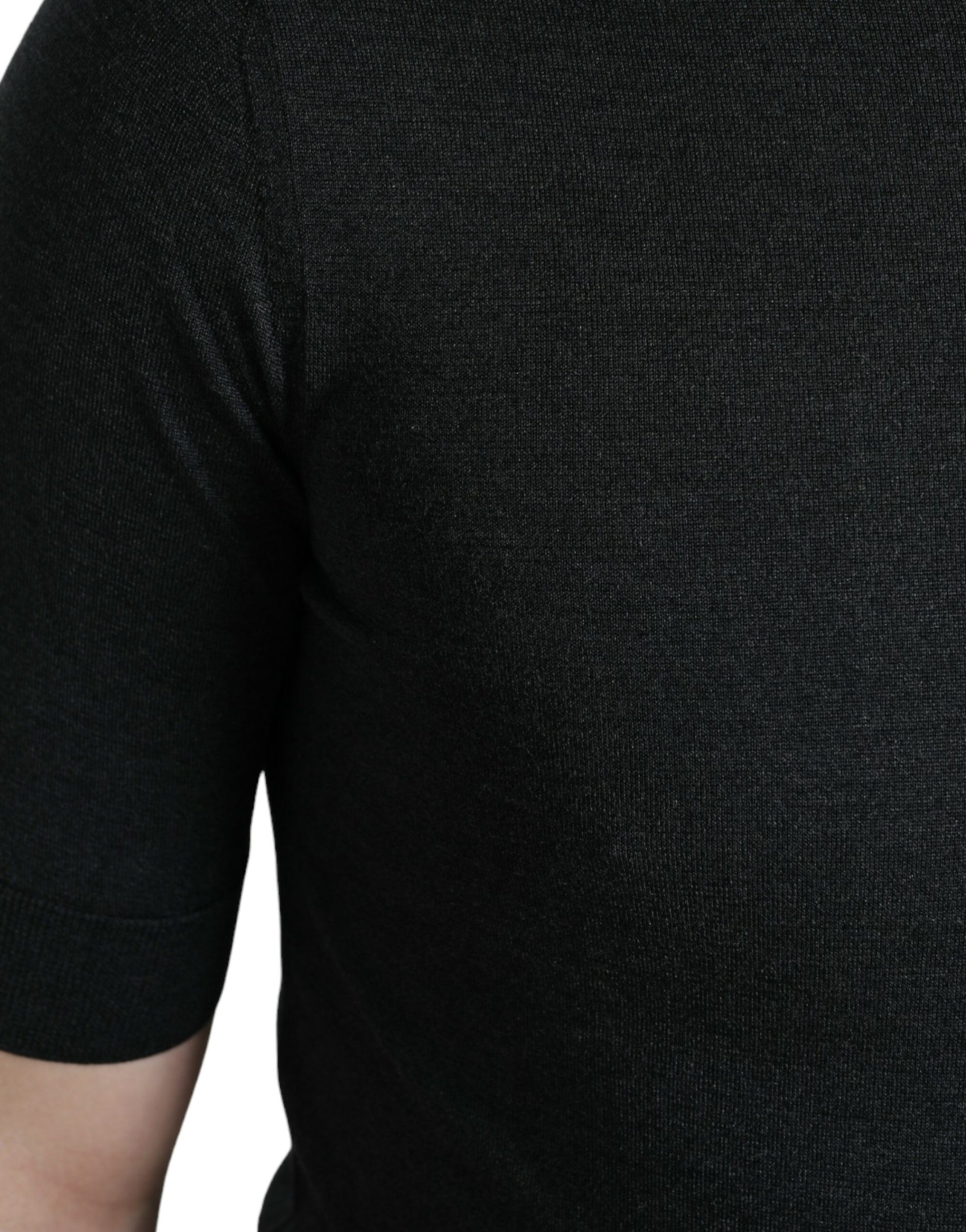 Dolce &amp; Gabbana Elegant Silk Crew Neck Tee in Dark Grey