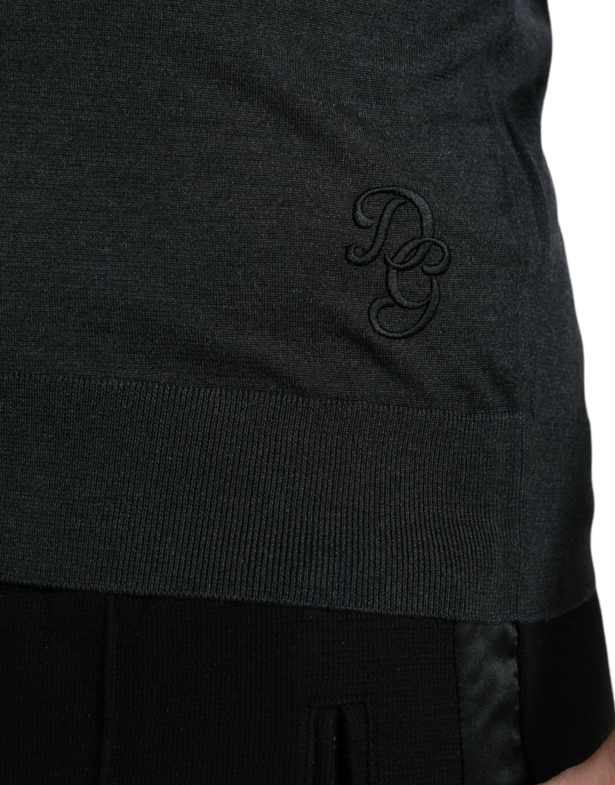 Dolce &amp; Gabbana Elegant Silk Crew Neck Tee in Dark Grey