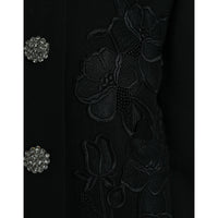 Dolce & Gabbana Elegant Floral Buttoned Wool Trench Coat