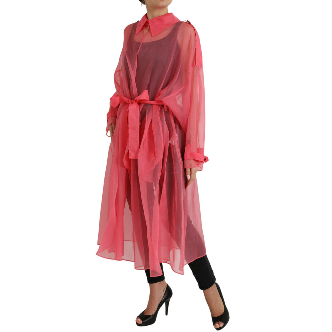 Dolce & Gabbana Elegant Pink Silk Long Jacket