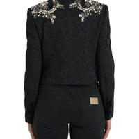 Dolce & Gabbana Elegant Embellished Black Overcoat Jacket