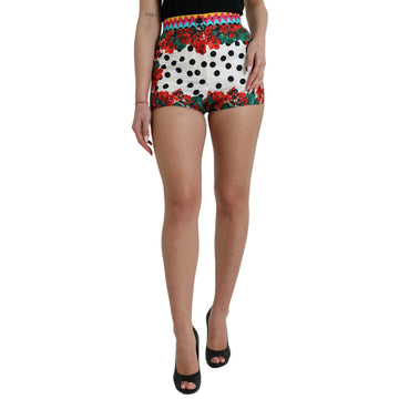 Dolce & Gabbana Multicolor Silk High Waist Hot Pants