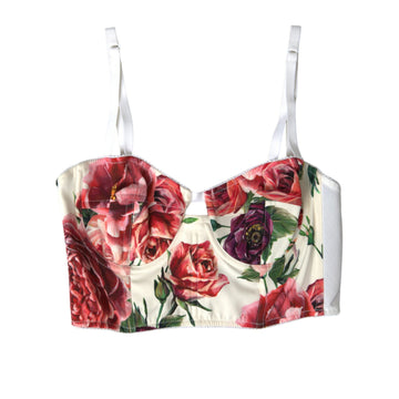 Dolce & Gabbana Floral Silk Blend Bustier Crop Top