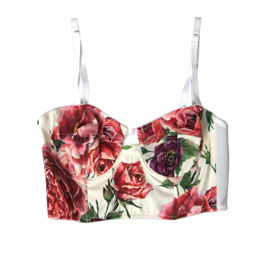 Dolce & Gabbana Floral Silk Blend Bustier Crop Top