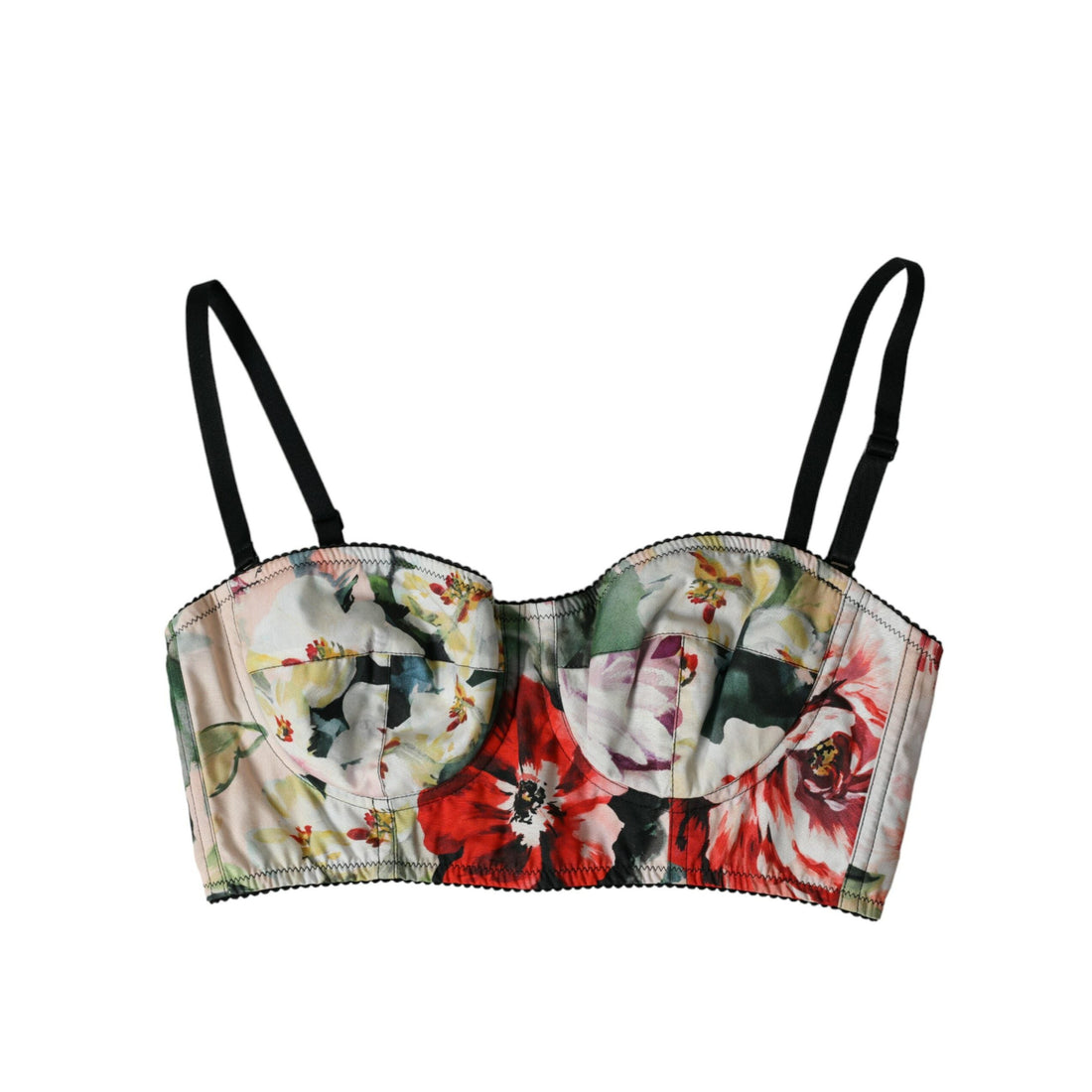 Dolce & Gabbana Multicolor Floral Bustier Crop Top