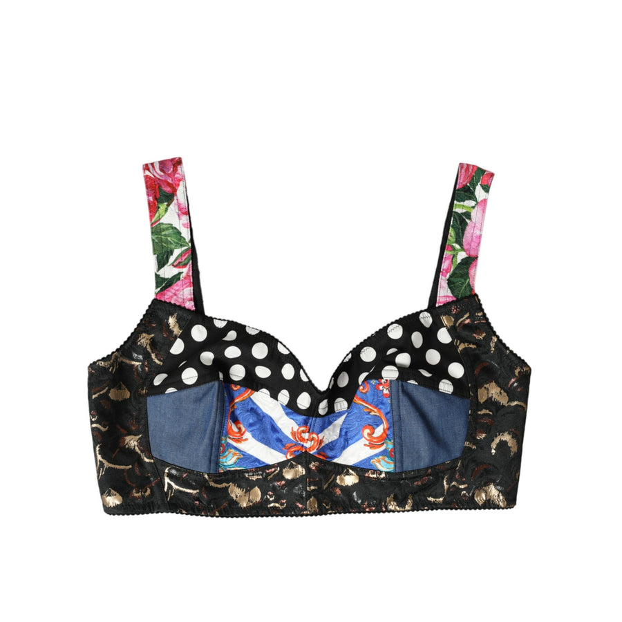 Dolce & Gabbana Floral Patchwork Bustier Crop Top