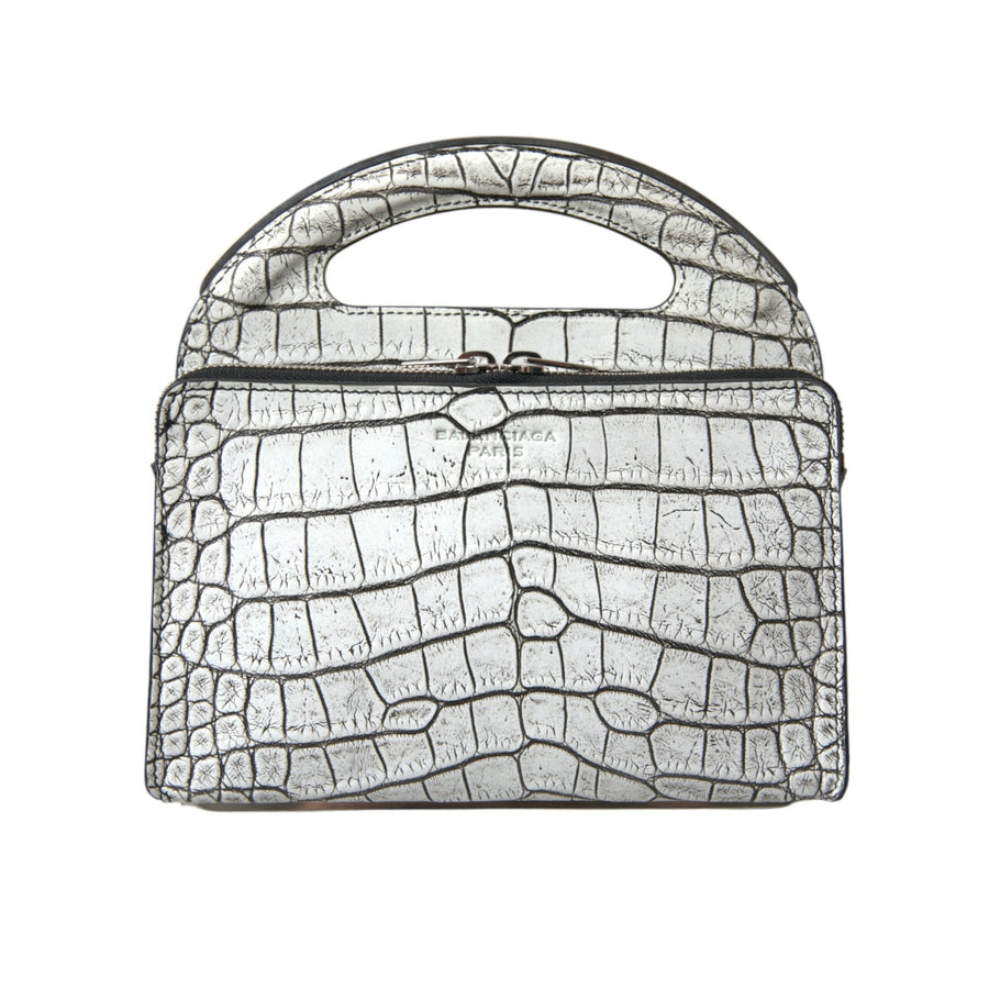 Balenciaga Metallic Silver Alligator Leather Mini Bag