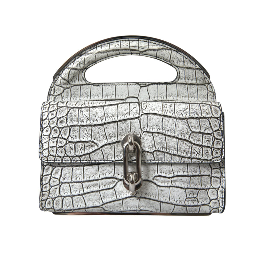 Balenciaga Metallic Silver Alligator Leather Mini Bag