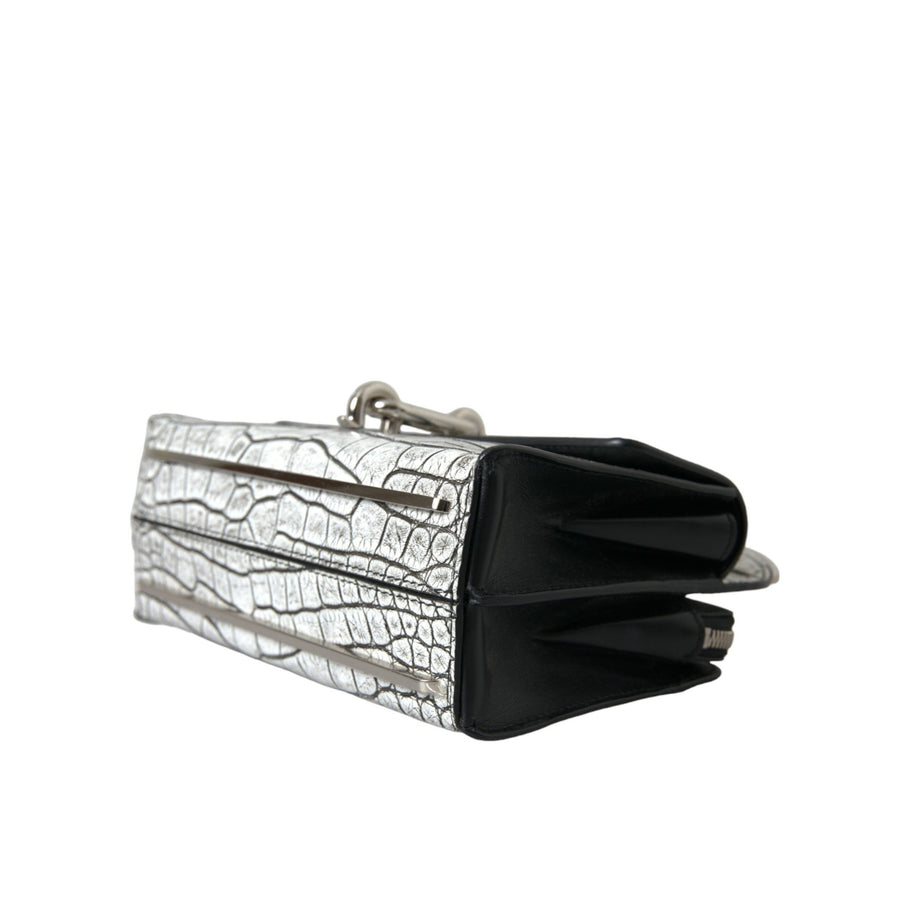 Balenciaga Metallic Silver Alligator Leather Mini Bag