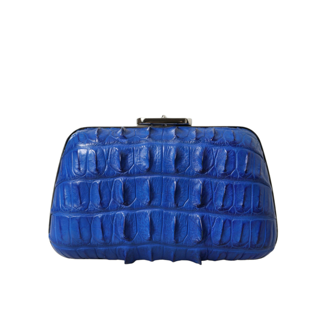 Balenciaga Electric Blue Crocodile Skin Clutch